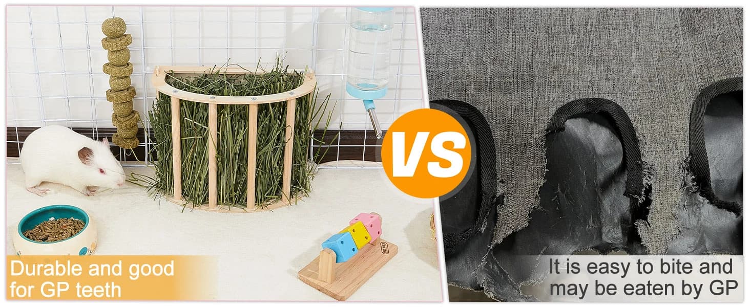 Wooden Guinea Pig Hay Feeder — Large Hanging Rabbit Rack — product details