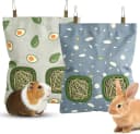 Rabbit Hay Bag — 2 Pack - 2 Holes Hanging Bunny Hay Feeder Holder