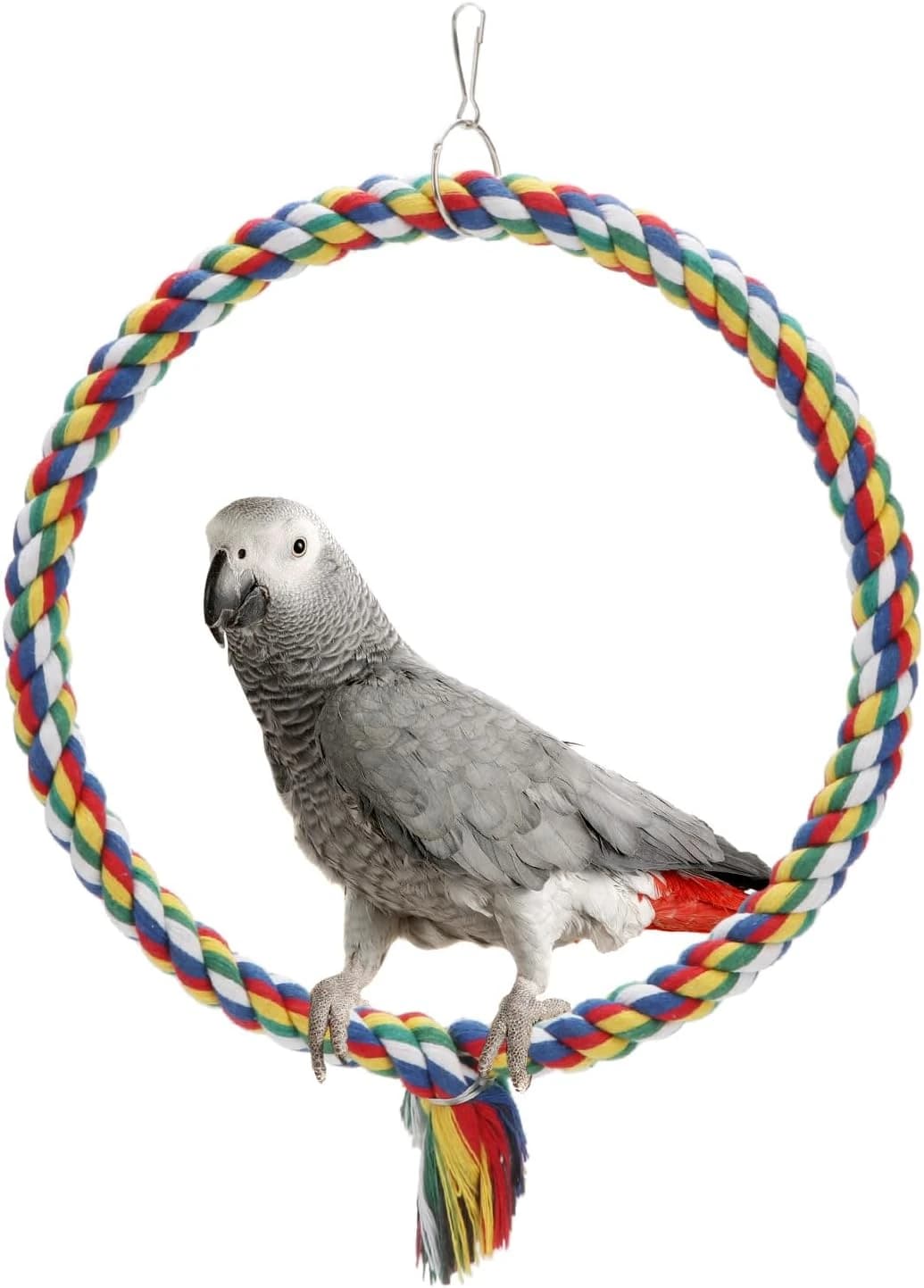 Bird Swing Colorful Rope Perch Climbing Toy for Parrots (M 10.4inch)