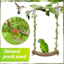 Natural Wood Bird Swing Perch with Decorative Leaves