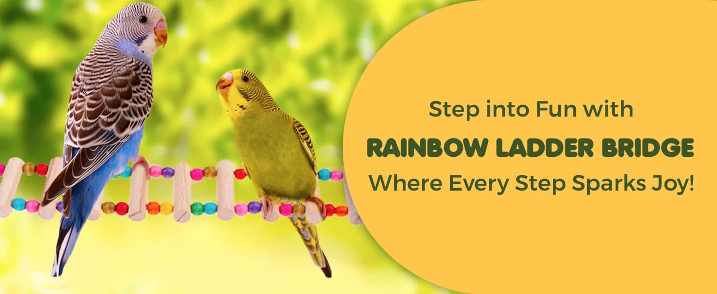 Wooden Bird Ladder Bridge — Hanging Exercise Toy — Brightly Colored Wooden Climbing Ladder: Your Bird's New Activity Zone!