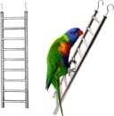 2Pack Stainless Steel Bird Ladders 9-Step Parrot Ladder Hanging Bird Cage Climbing Toys with Hooks Birds
