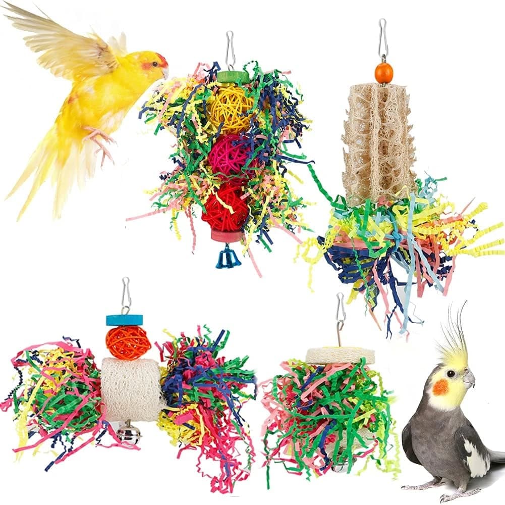 Bird Shredding Foraging Toys Parakeet Toy Chewing Hanging Toy Shredded Paper Bird Cage Accessories Bird Rope