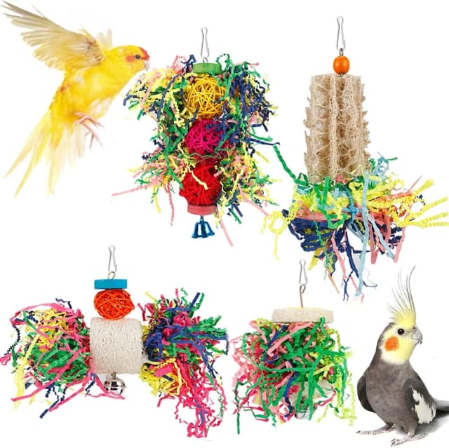 Bird Shredding Foraging Toys Parakeet Toy Chewing Hanging Toy Shredded Paper Bird Cage Accessories Bird Rope