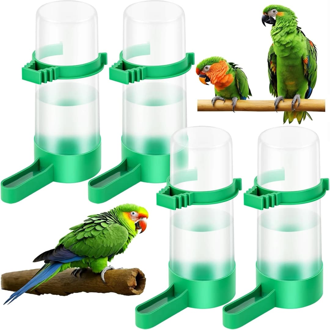 4Pcs Bird Water Feeder Plastic Drinker Feeder Water Clip for Parrots Budgie Cockatiel Lovebirds