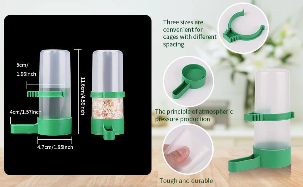 4Pcs Bird Water Feeder Plastic Drinker Feeder Water Clip for Parrots Budgie Cockatiel Lovebirds — product details