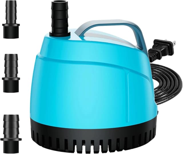 210GPH Submersible Water Pump Ultra Quiet (780L/H,15W),Bottom Suction Aquarium Pump with 2 Nozzles,5.6ft Lift