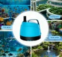 210GPH Submersible Water Pump Ultra Quiet (780L/H,15W),Bottom Suction Aquarium Pump with 2 Nozzles,5.6ft Lift