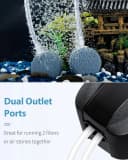 Aquarium Air Pump Dual Outlet Fish Tank Aerator with Accessories for 5-200 Gallon Tank