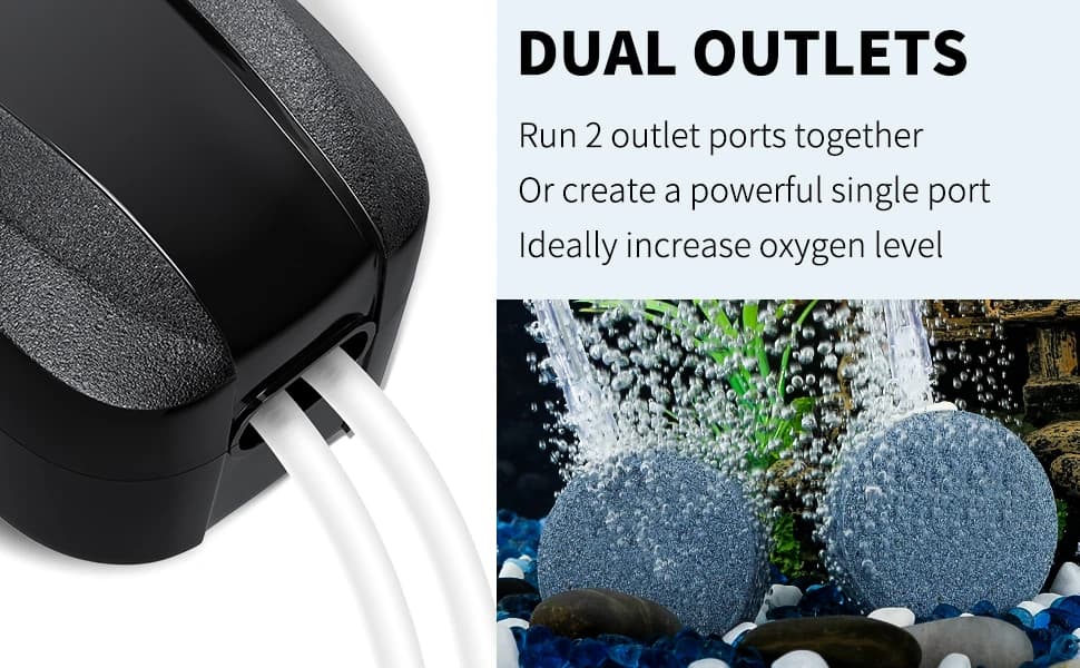Aquarium Air Pump Dual Outlet Fish Tank Aerator with Accessories for 5-200 Gallon Tank — product details