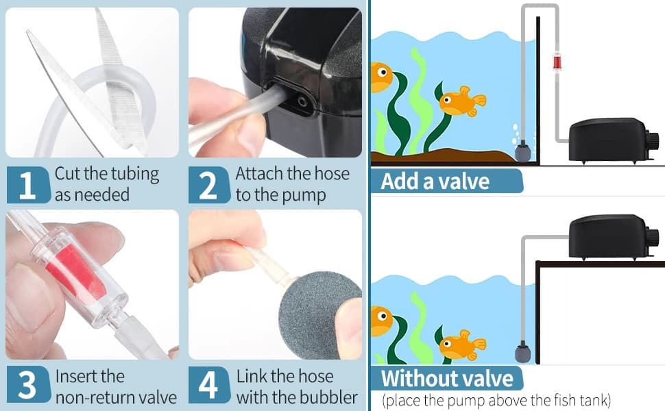 Aquarium Air Pump Dual Outlet Fish Tank Aerator with Accessories for 5-200 Gallon Tank — product details