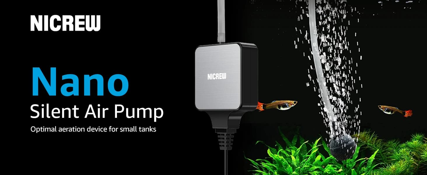 Nano Silent Aquarium Air Pump — Black — product details