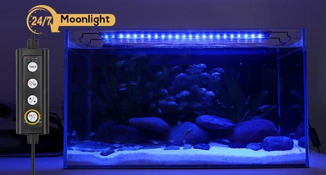 42W 24/7 Lighting Aquarium LED Light — 24/7 Mode Key - Moonlight and No light periods