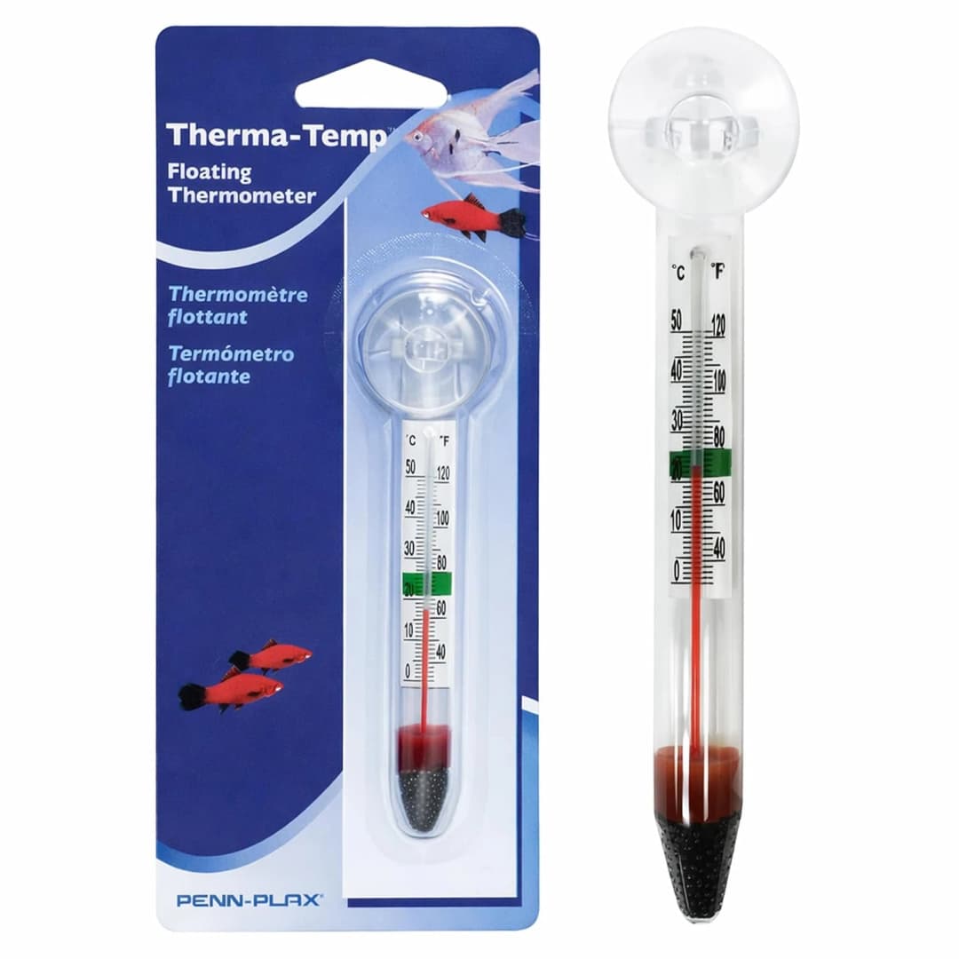 Therma-Temp Floating Aquarium Thermometer - Easy to Read - Temperature Gauge with Optional Suction Cup and