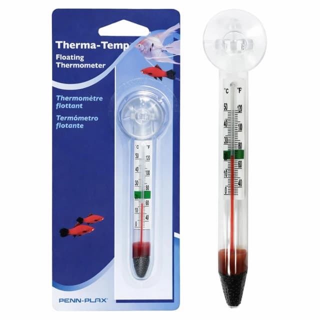 Therma-Temp Floating Aquarium Thermometer - Easy to Read - Temperature Gauge with Optional Suction Cup and