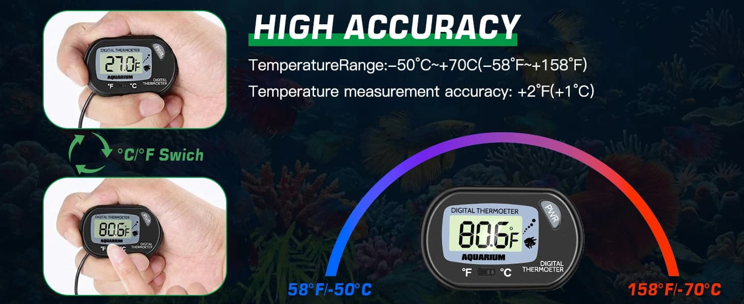 Petbank LCD Digital Aquarium Thermometer — Fish Tank Water Terrarium Temperature — product details