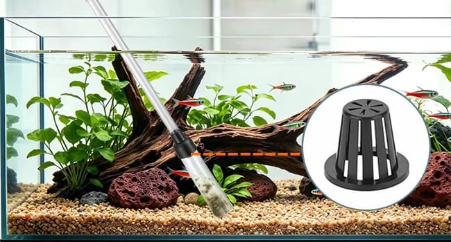 Small Aquarium Gravel Vacuum — Sand Cleaner Tank Water Changer — Keep fish from being sucked up.
