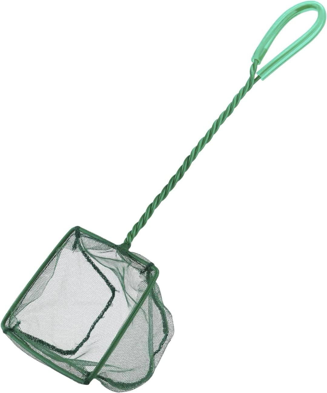 Aquarium Fish Net with Braided Metal Handle Square Net with Soft Fine Mesh Sludge Food Residue Wastes Skimming
