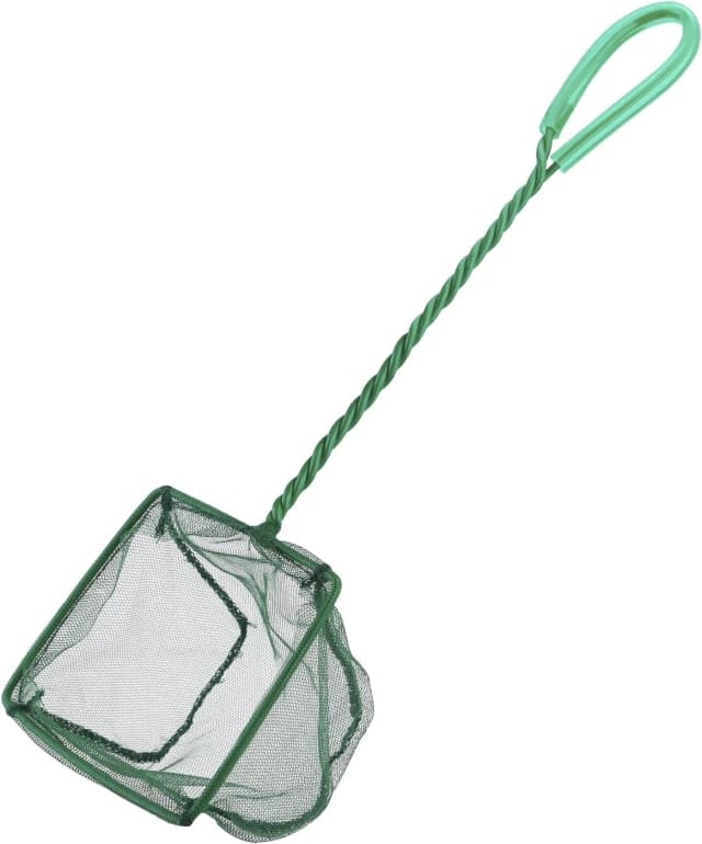 Aquarium Fish Net with Braided Metal Handle Square Net with Soft Fine Mesh Sludge Food Residue Wastes Skimming