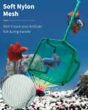 Aquarium Fish Net with Braided Metal Handle Square Net with Soft Fine Mesh Sludge Food Residue Wastes Skimming