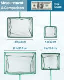 Aquarium Fish Net with Braided Metal Handle Square Net with Soft Fine Mesh Sludge Food Residue Wastes Skimming