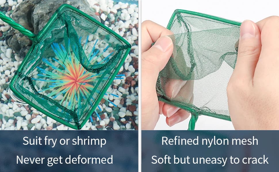Aquarium Fish Net with Braided Metal Handle Square Net with Soft Fine Mesh Sludge Food Residue Wastes Skimming — product details