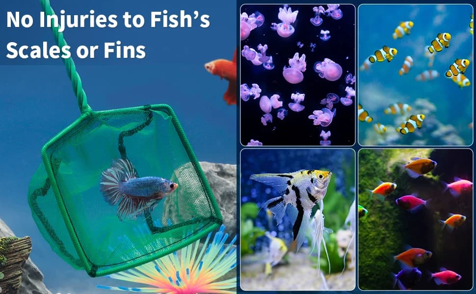 Aquarium Fish Net with Braided Metal Handle Square Net with Soft Fine Mesh Sludge Food Residue Wastes Skimming — product details