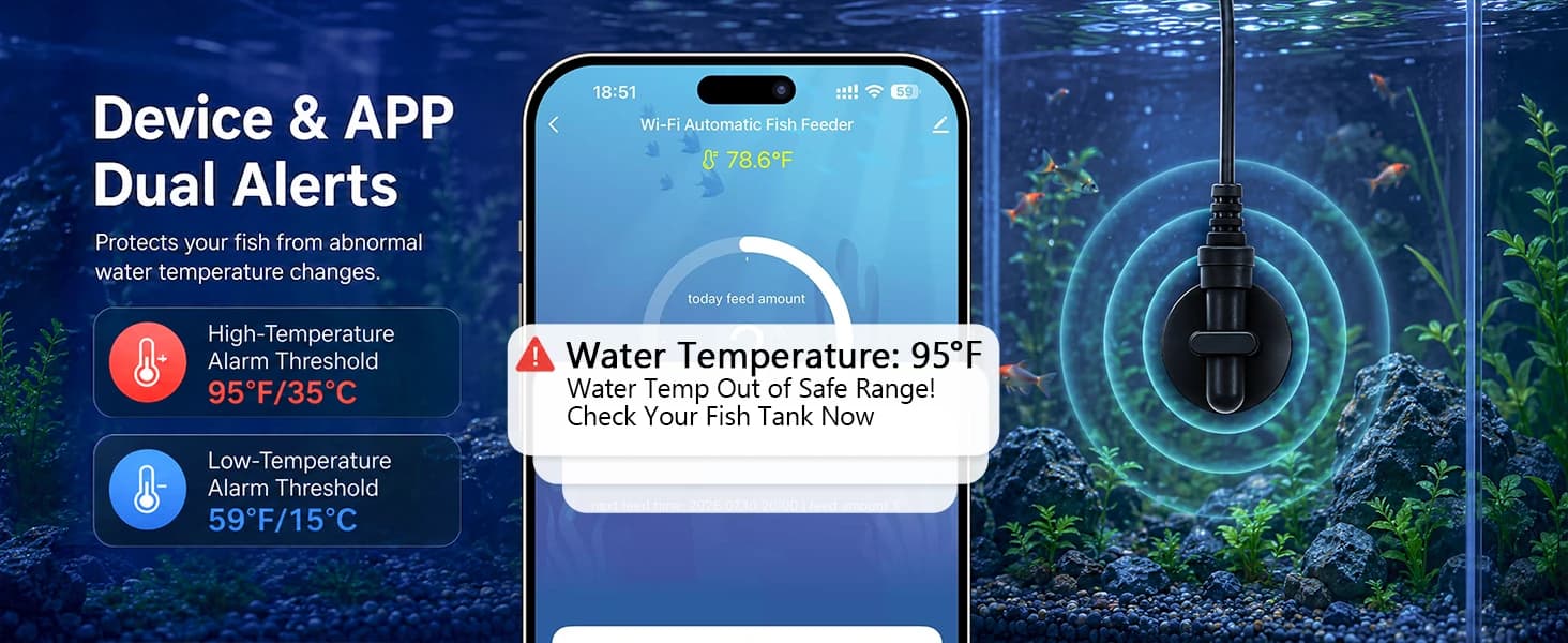 WiFi Automatic Fish Feeder for Aquarium with Temperature Monitoring — product details