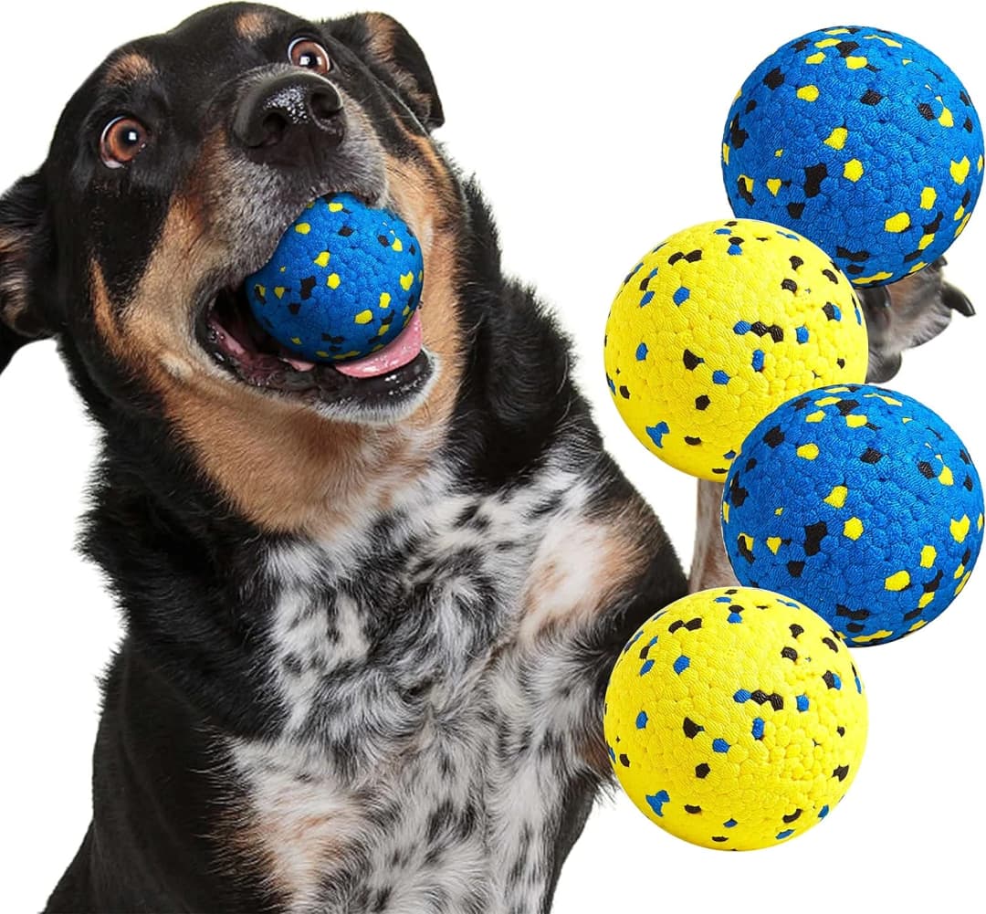 Dog Balls Tennis Balls Dog Chew Toys for Aggressive Chewers ETPU 4Pcs