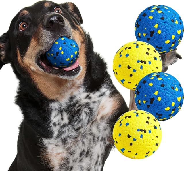 Dog Balls Tennis Balls Dog Chew Toys for Aggressive Chewers ETPU 4Pcs