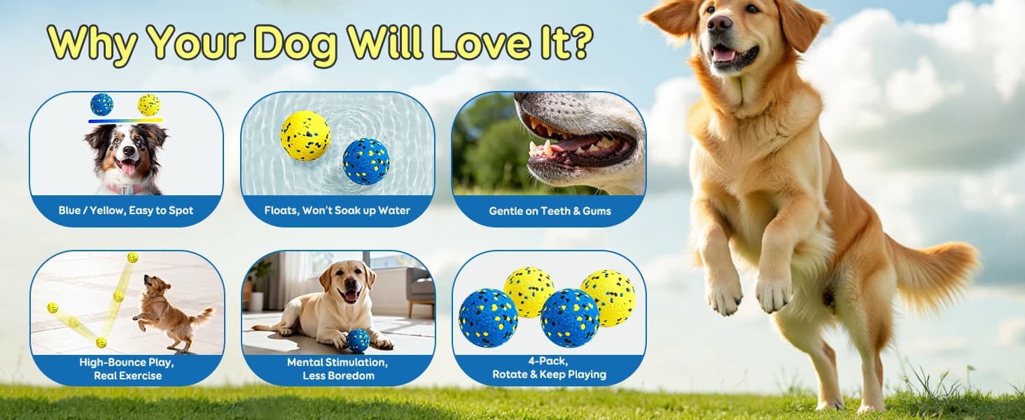 Dog Balls Tennis Balls Dog Chew Toys for Aggressive Chewers ETPU 4Pcs — product details