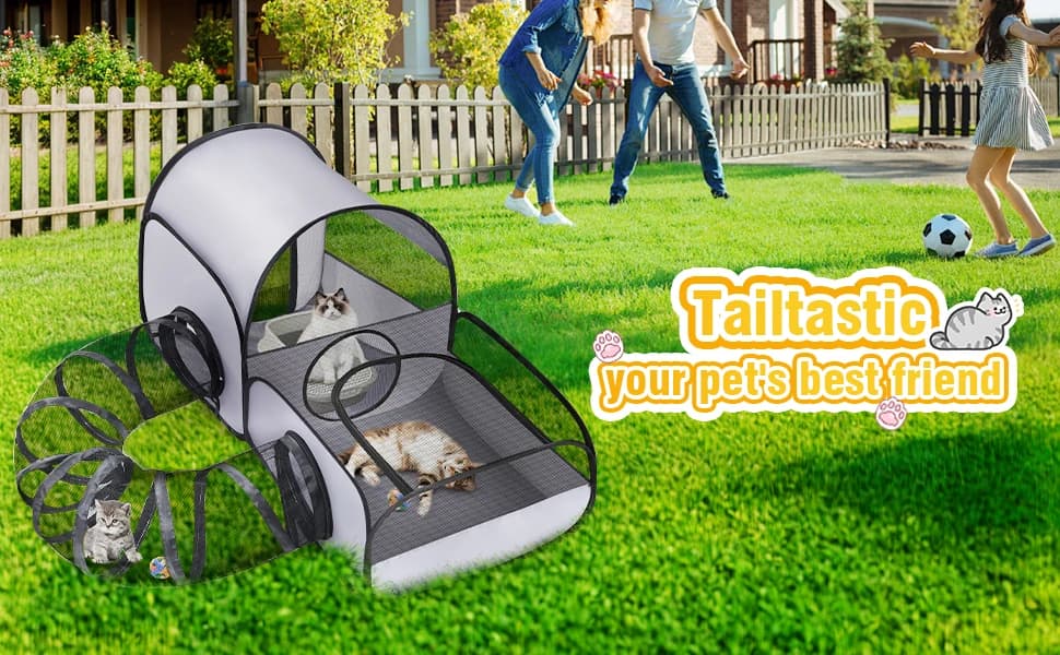 Indoor/Outdoor Cat Playpen with Surround Tunnel 2 Zones — product details