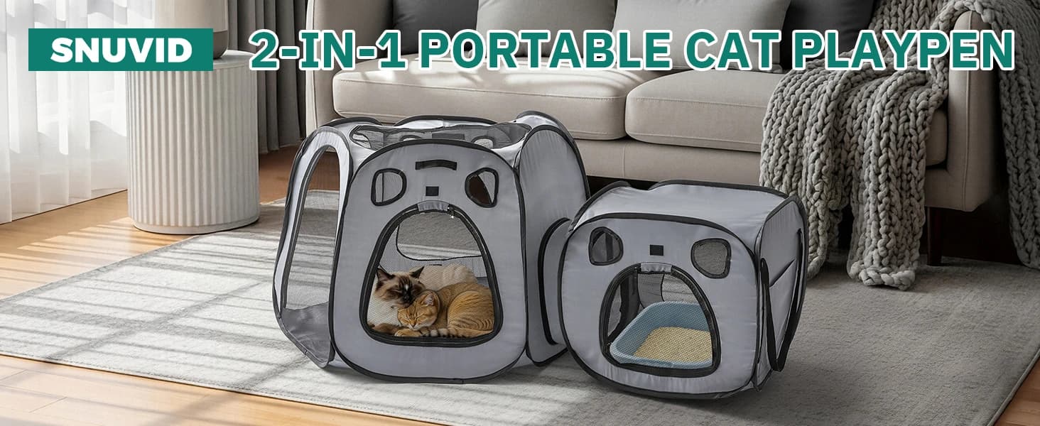 Cat Playpen with Separate Litter Box Area — product details
