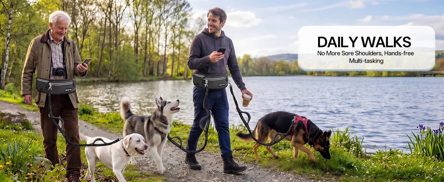 Hands Free Double Dog Leash for Two Dogs 240LB Heavy Duty Bungee — product details