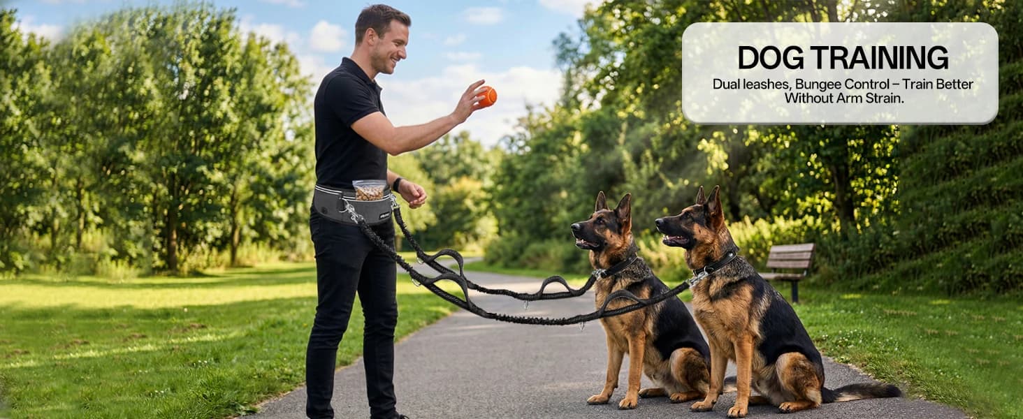 Hands Free Double Dog Leash for Two Dogs 240LB Heavy Duty Bungee — product details
