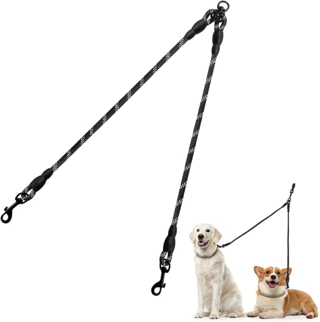 Double Dog Leash Coupler for Two Dogs — 1/3" Lightweight Dual Leash Extension for Small and Medium Dogs
