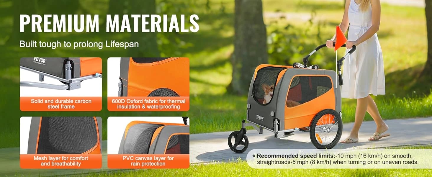 Dog Bike Trailer — Supports up to 66/88/100 lbs — product details