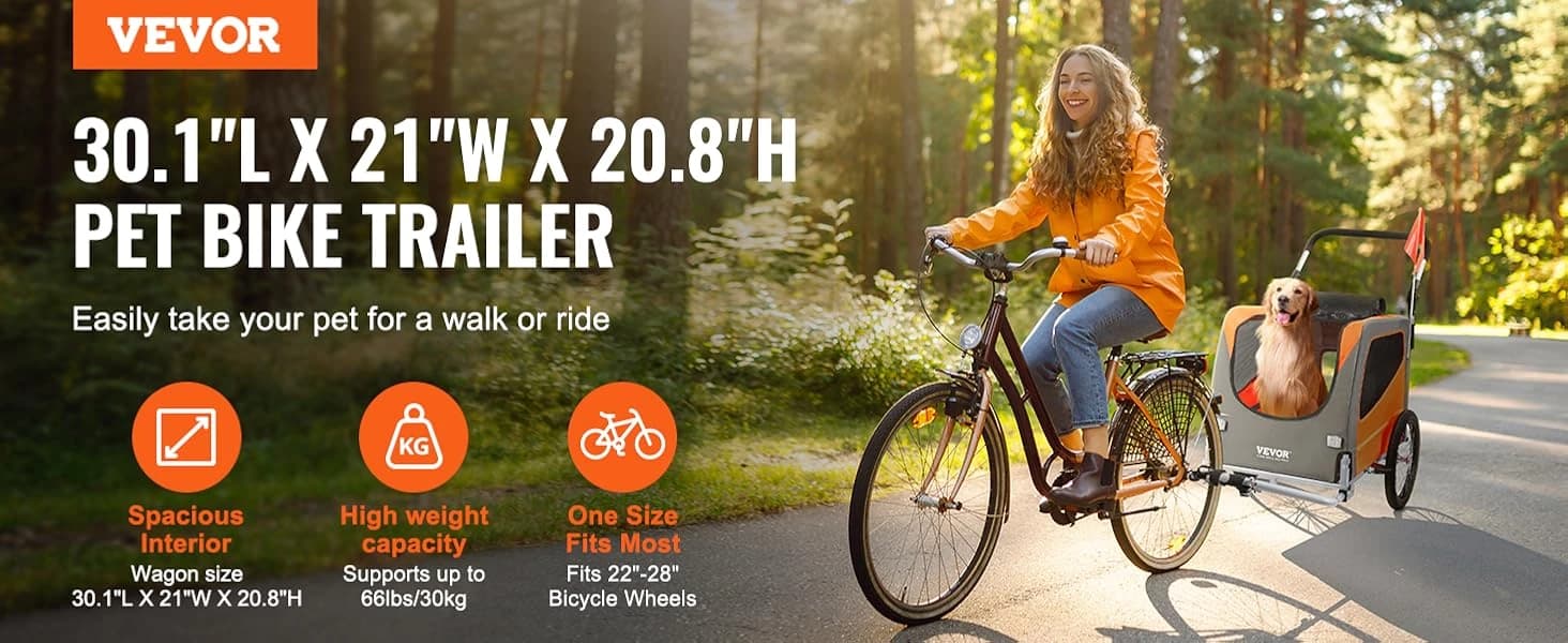 Dog Bike Trailer — Supports up to 66/88/100 lbs — Pet Bike Trailer – A Fun Way to Travel