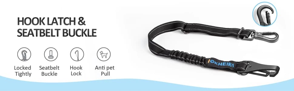 Dog Seat Belt 3-in-1 Car Harness for Dogs Adjustable Safety Seatbelt for Car Nylon Reflective Bungee Fabric Dog — collection imagery