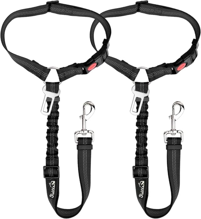 Dog Seat Belt for Car — 2 Pack Dog Car Harness Seatbelt with Bungee