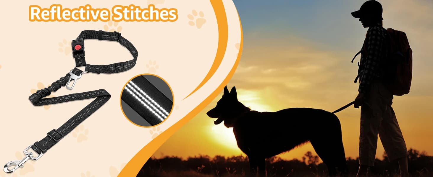 Dog Seat Belt for Car — 2 Pack Dog Car Harness Seatbelt with Bungee — DOG SAFETY — OUR PASSION