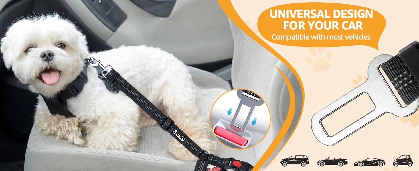 Dog Seat Belt for Car — 2 Pack Dog Car Harness Seatbelt with Bungee — Widely Applicable To A Variety Of Vehicles