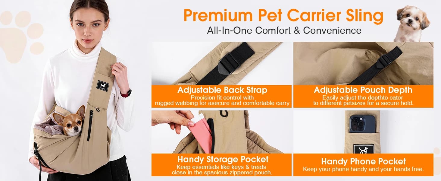 Dog Sling Carrier for Small Dogs and Cats 5-20 lbs — product details