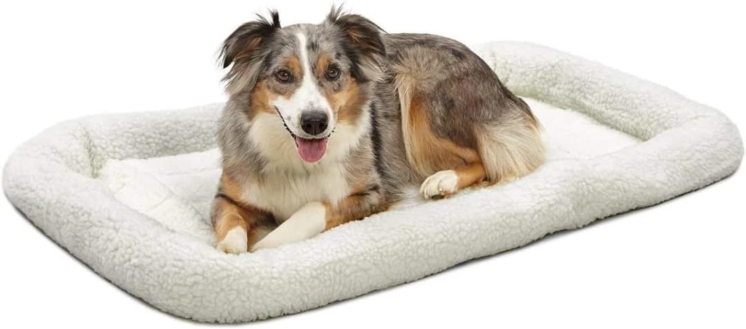 QuietTime Dog Bed - White Fleece Bolster — Ultra-Soft and Machine Washable