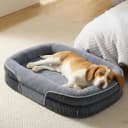 360°Oval Bolster Orthopedic Dog Beds Large Sized Dog — 35" Grey