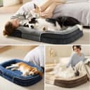 360°Oval Bolster Orthopedic Dog Beds Large Sized Dog — 35" Grey