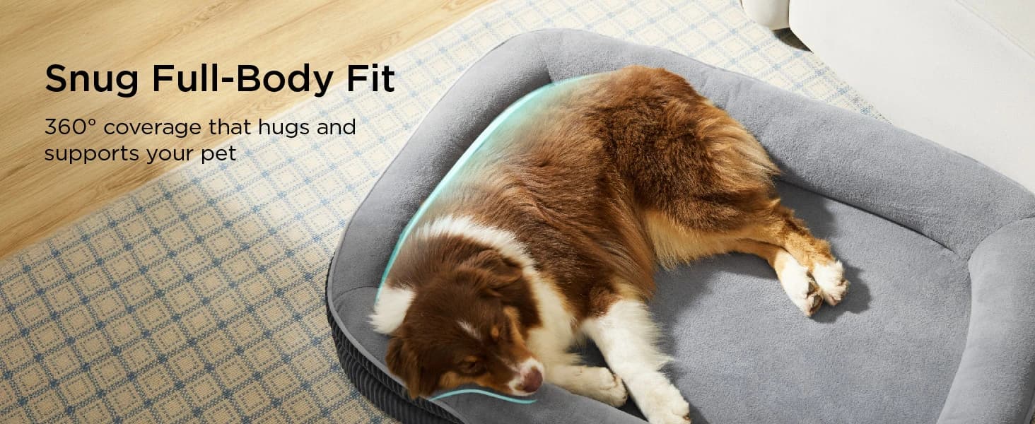 360°Oval Bolster Orthopedic Dog Beds Large Sized Dog — 35" Grey — collection imagery