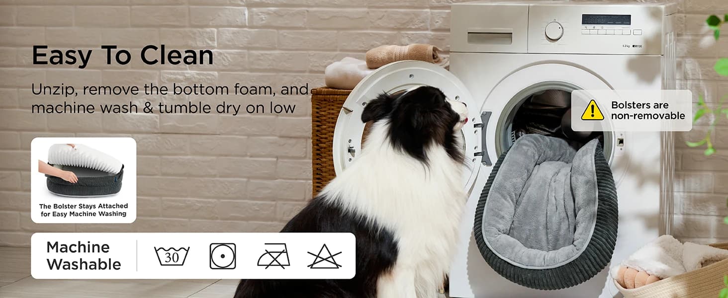 360°Oval Bolster Orthopedic Dog Beds Large Sized Dog — 35" Grey — collection imagery