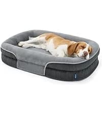 360°Oval Bolster Orthopedic Dog Beds Large Sized Dog — 35" Grey — collection imagery