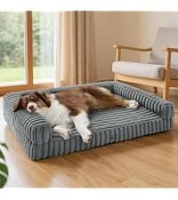 360°Oval Bolster Orthopedic Dog Beds Large Sized Dog — 35" Grey — collection imagery